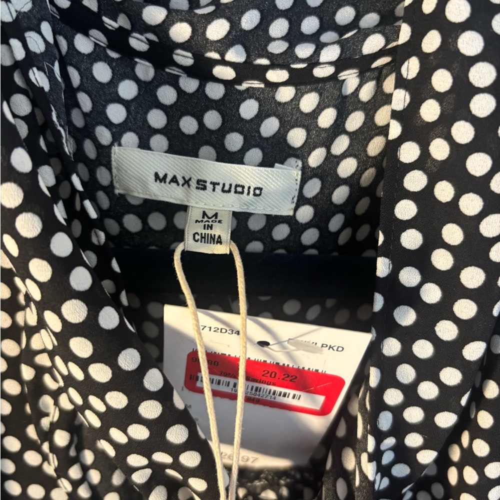 Max Studio Women’s Work Black and White Polka Dot Blouse